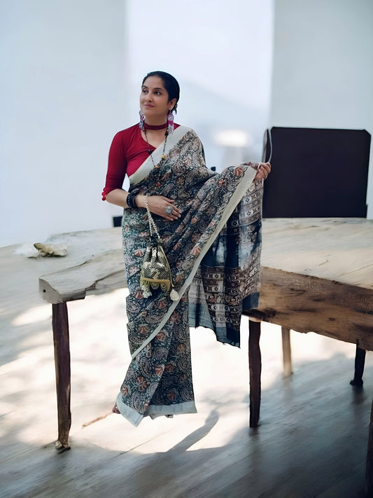 Handwoven Linen Saree
