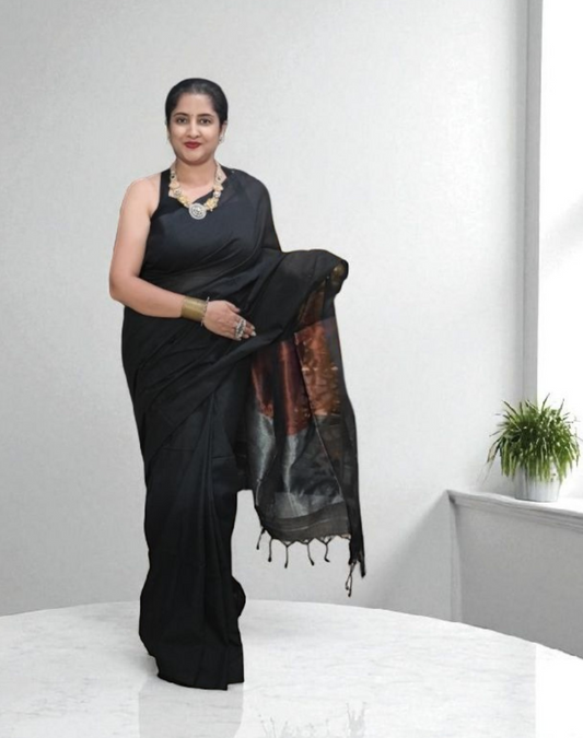 Black Cotton Saree