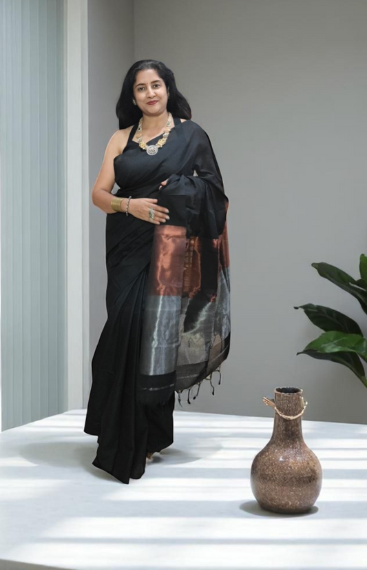 Black Cotton Saree