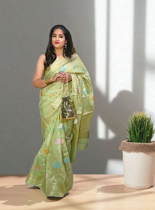 Light Green Kota Silk Saree