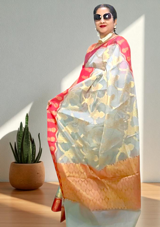 Dual Tone Kanjeevaram Silk Kota Saree