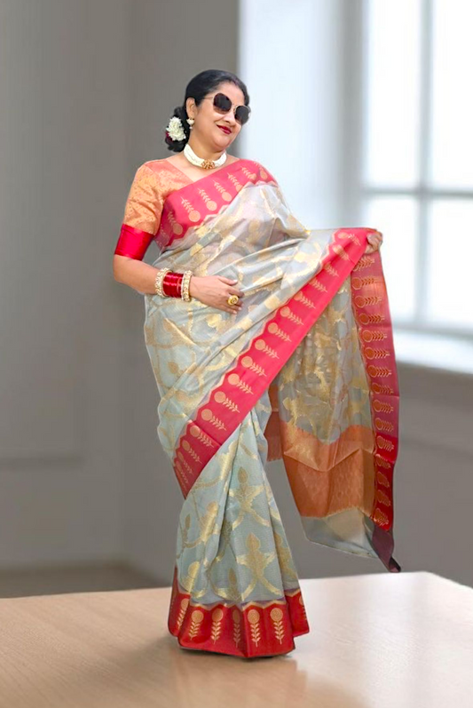 Dual Tone Kanjeevaram Silk Kota Saree