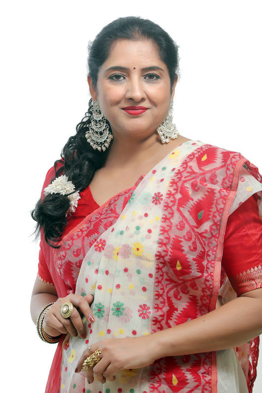 White and Red ctotton Saree for Women – Traditional & Designer Saree | Rangraga