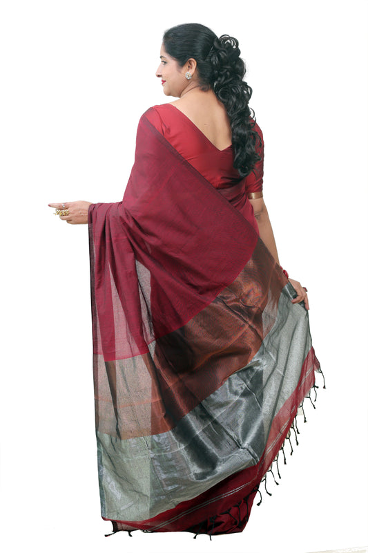 Mahroon Cotton Saree for Women – Designer & Traditional Saree | Rangraga