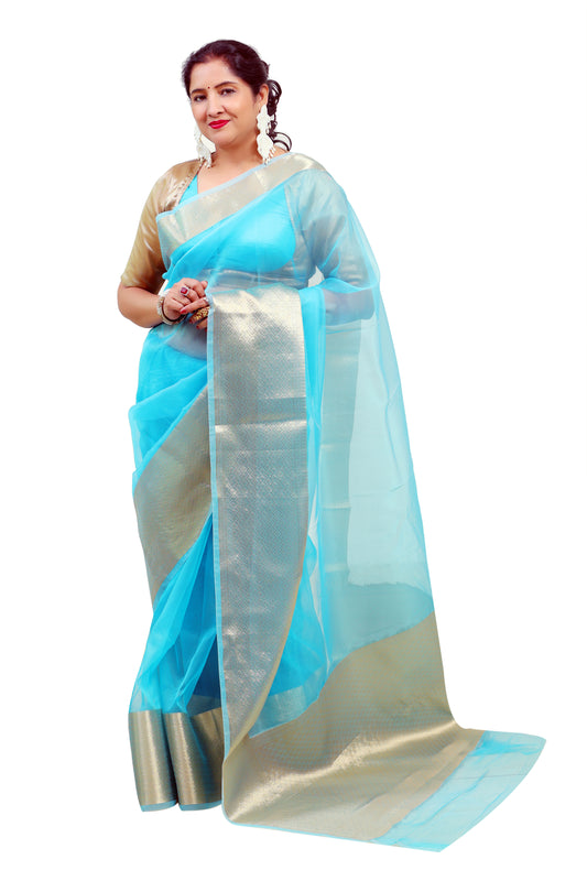 Light Blue Silk Saree for Women – Designer & Traditional Saree | Rangraga