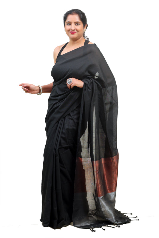 Black Cotton Saree for Women – Designer & Traditional Saree | Rangraga