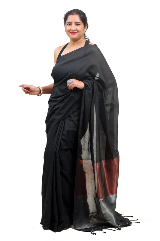 Black Cotton Saree for Women – Designer & Traditional Saree | Rangraga