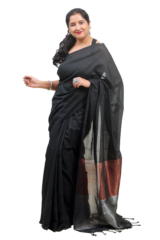 Black Cotton Saree for Women – Designer & Traditional Saree | Rangraga