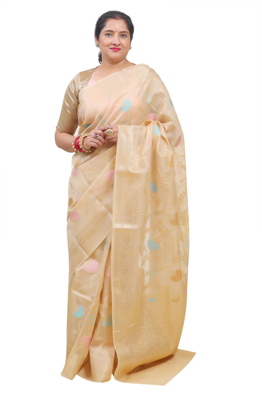 Cream Kota Silk Saree