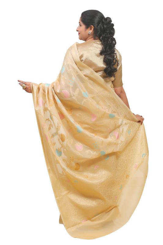 Cream Kota Silk Saree