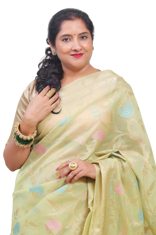 Light Green Kota Silk Saree