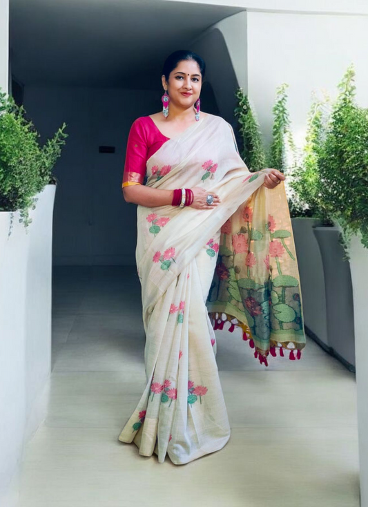 Munga Cotton Handloom Floral Saree