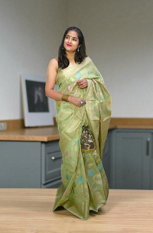 Light Green Kota Silk Saree